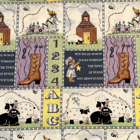 Vintage Cotton Fabric NURSERY RHYMES 1.3 yards - Picture 3 of 5